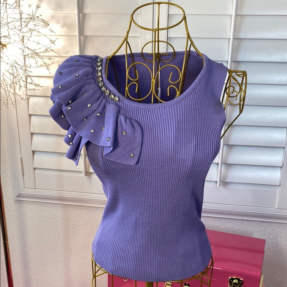 Lilac Luxe Embellished One-Shoulder Top